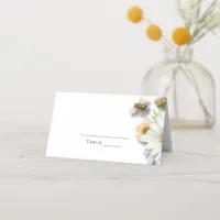 Bee Watercolor Wildflower Wedding Place Card