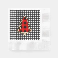 Buffalo Plaid, Red Gingham Christmas Trees   Napkins