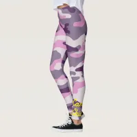 Girly Camouflage Pinks Monogram in Yellow | Leggings