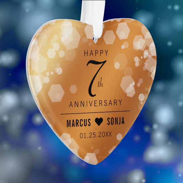 Elegant 7th Copper Wedding Anniversary Acrylic Ornament