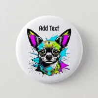 Chihuahua Cyberpunk style Art Personalized Button