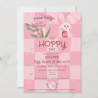 Easter Egg Hunt Brunch Cute Pink Watercolor Bunny Invitation