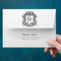 Elegant Monogram Wedding Crest Envelope