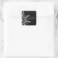 Black and White Snowflake Winter Wedding Thank You Square Sticker