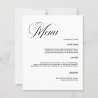Wedding classic dinner menu card