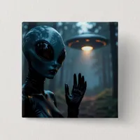 Female Alien Extraterrestrial and UFO Button