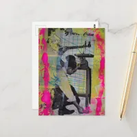 The Vintage Working Men Mixed Media Collage Postcard