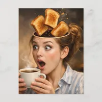 Surreal Toast and Coffee woman  Postcard