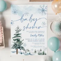 Blue Winter Baby Shower Invitation