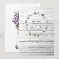 Rustic Cotton Lavender Wedding Invitation
