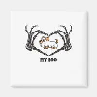 My Boo Chihuahua Costume With Skeleton Heart Hands Magnet