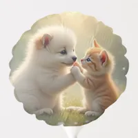 Best friends, give me five - cute puppy and kitty balloon