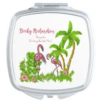 Tropical Flamingos and Flowers  Compact Mirror