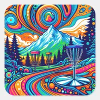 Psychedelic Disc Golf Course  Square Sticker