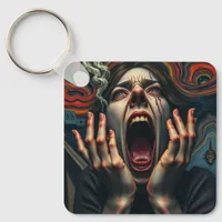 Tormented Woman Haunting Scream Keychain