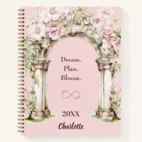Pink florals arch inspirational quote notebook