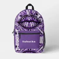 Cool Doodle Art Purple White Black Printed Backpack