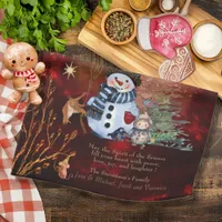 RED GOLD Merry Christmas, cute Characters Kitchen Towel