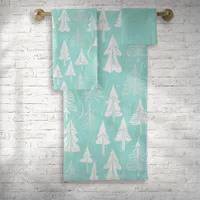 Teal Christmas Tree Pattern#6 ID1009 Bath Towel Set