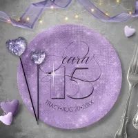 Glitter and Shine Quinceanera Violet ID701 Paper Plates