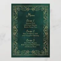 Green Gold Holly Berry Christmas Wedding  Menu