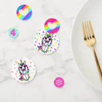 Unicorn, Sprinkles Hearts and Stars Girls Birthday Confetti