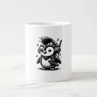 Whimsigoth Punkrock Weirdcore Penguin Vintage Art  Giant Coffee Mug