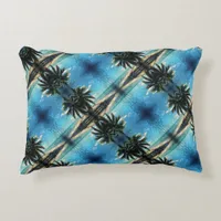 Caribbean Blue Digital Art tiled pattern Accent Pillow