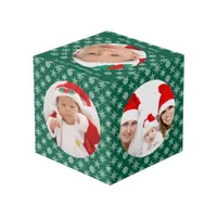 Your Round Photos Santa Baby Green & Snowflakes Cube