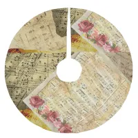 Vintage Music Sheets Rose Christmas Tree Skirt