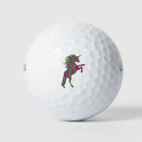 Colorful Neon Leopard Print Unicorn Golf Balls