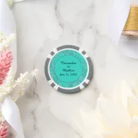 Elegant Daisies in Turquoise Wedding Poker Chips