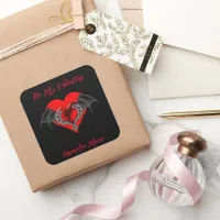 Bold Red Heart Valentine's Personalized  Square Sticker