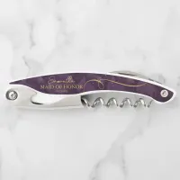 Fine Lines Gold Abstract Wedding Plum ID867 Waiter's Corkscrew