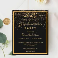 Graduation party black gold 2025 invitation
