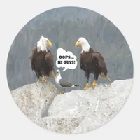 Funny Eagles and Seagull Round Sticker