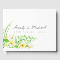 Exotic Watercolor Frangipanis Wedding Guest Book