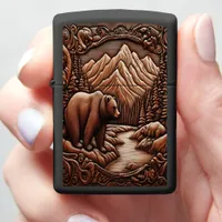 Leather-Inspired Bear in Nature Zippo Lighter