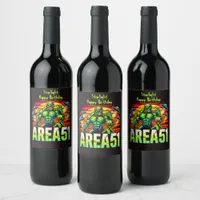 Neon UFOs Hover Over Area 51 Wine Label