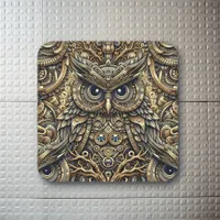 Steampunk Metal Gears and Owl  Square Sticker