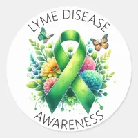 Lyme Disease Awareness Ribbon Classic Round Sticker