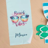 Beach vibes quote fun name beach towel