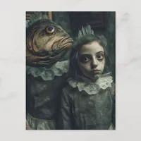 The Creepy Fish Girls Horror Postcard