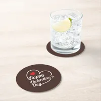 Happy Valentine's Heart Swash ID734  Round Paper Coaster