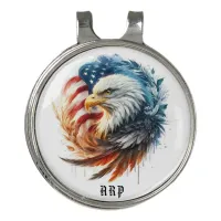 *~* Golfer American Flag Bald Eagle Initials AP16 Golf Hat Clip