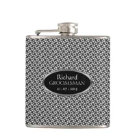 Stylish Black White Custom Design Groomsmen Gift Flask