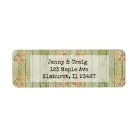 Rustic Wood Coral Rose Return Address Labels
