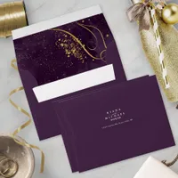 Fine Gold Lines Abstract Wedding V1 Plum ID867 Envelope
