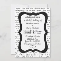 Black and White Modern Romantic Wedding Invitation