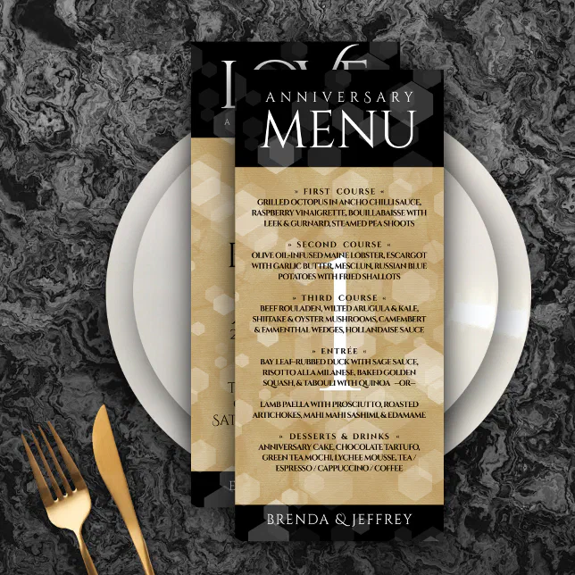 Elegant 1st Paper Wedding Anniversary Celebration Menu